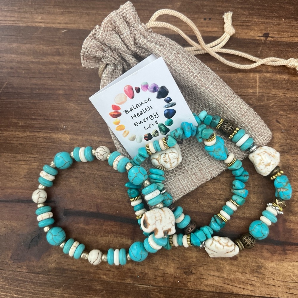 Turquoise bracelet real gemstone semiprecious jewelry 3 bracelet